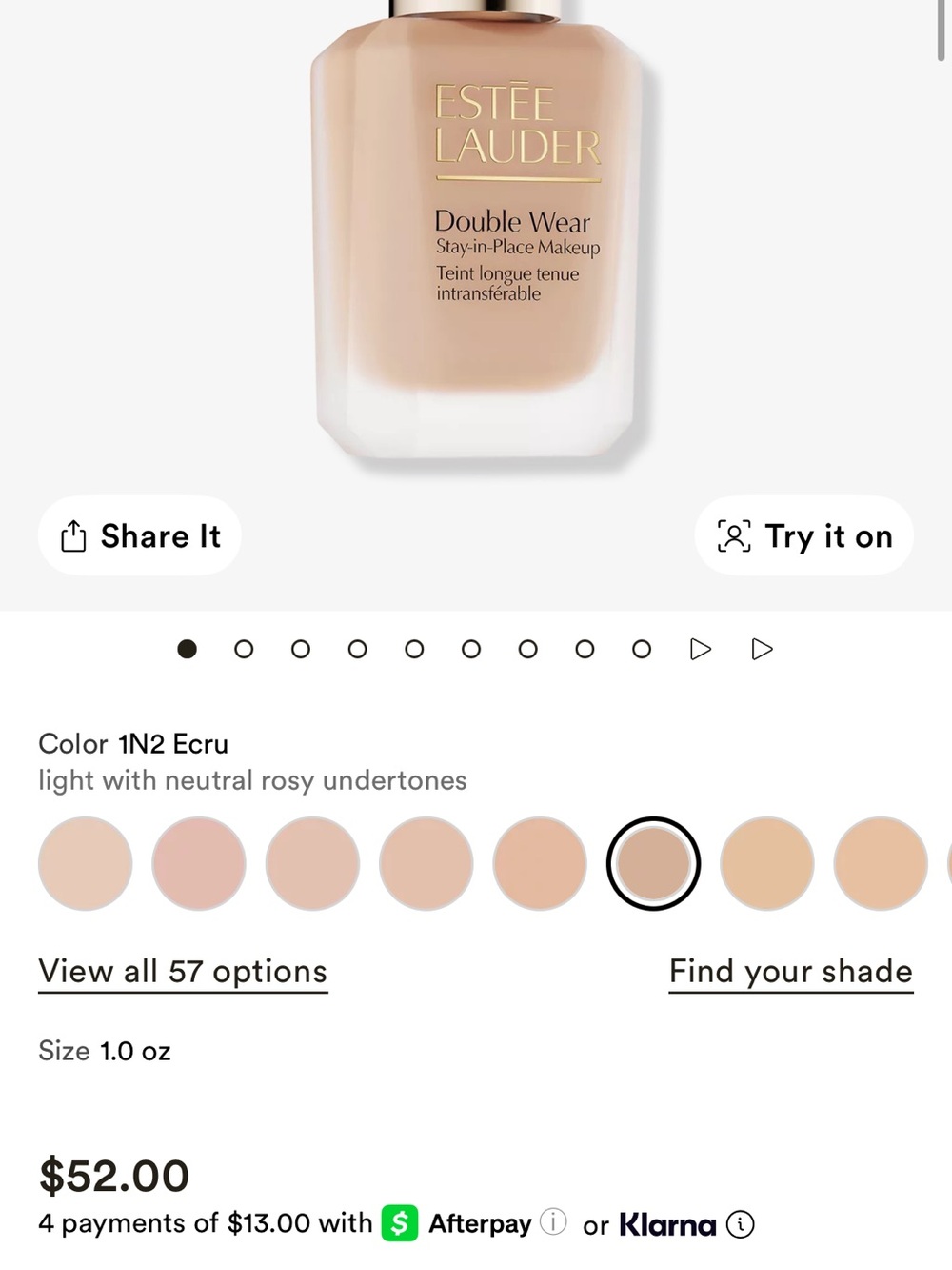 Estee Lauder Double Wear Foundation - Ecru Light Neutral Rosy